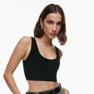 Aritzia babaton Sculpt Knit Scoopneck Cropped Tank - black